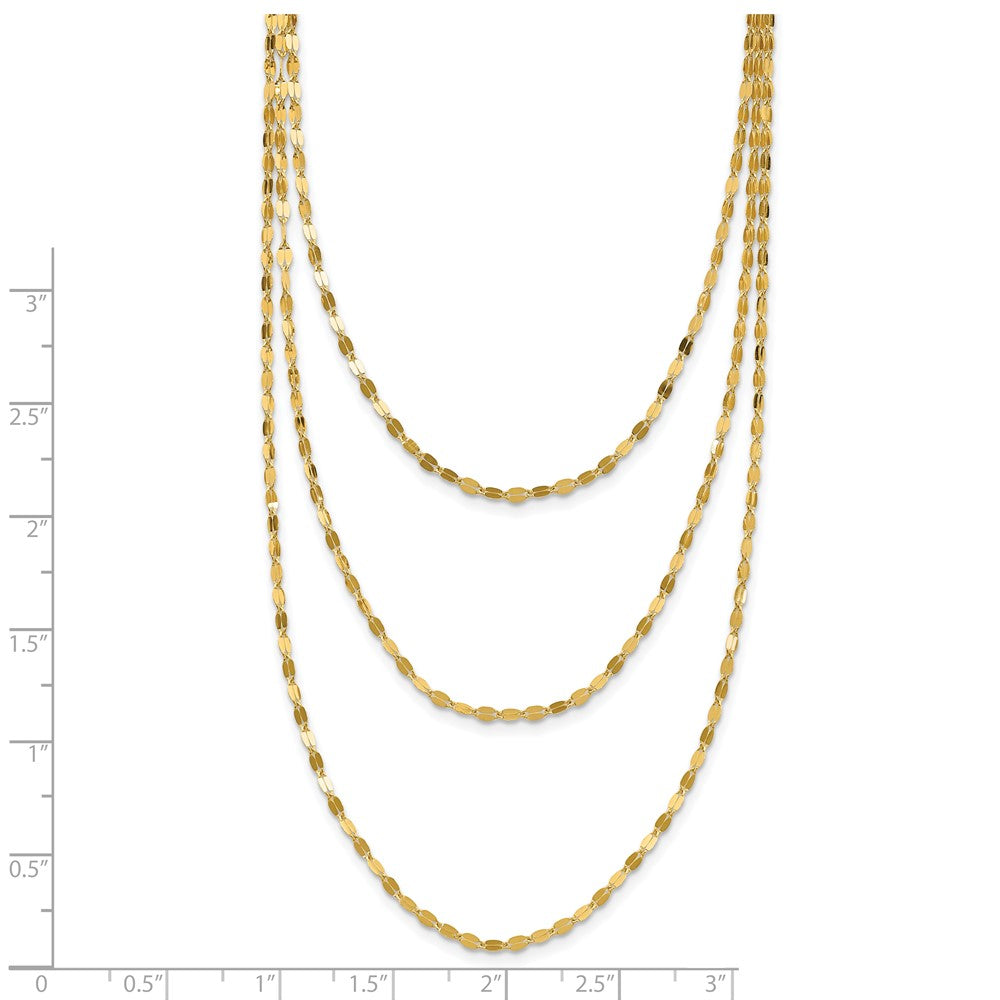 14K Yellow Gold Polished Triple Strand Necklace