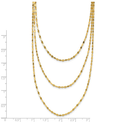 14K Yellow Gold Polished Triple Strand Necklace