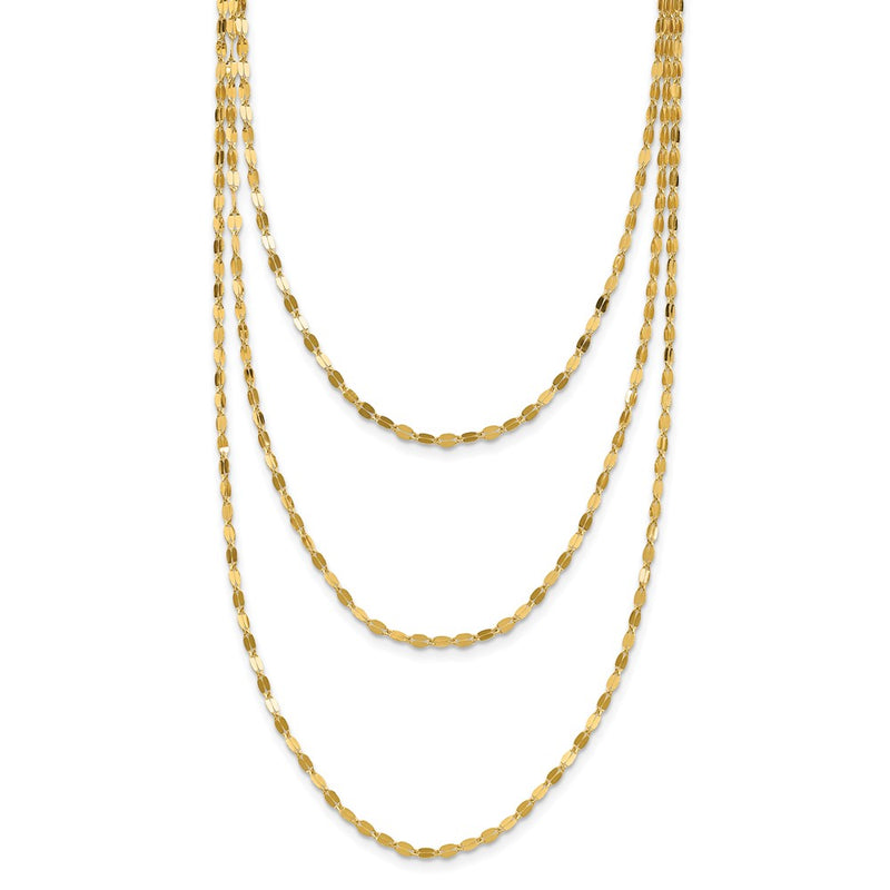 14K Yellow Gold Polished Triple Strand Necklace