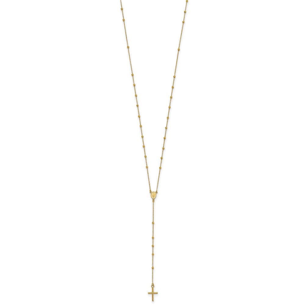 14K Yellow Gold Polished Rosary 24 Inch Necklace