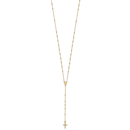 14K Yellow Gold Polished Rosary 24 Inch Necklace