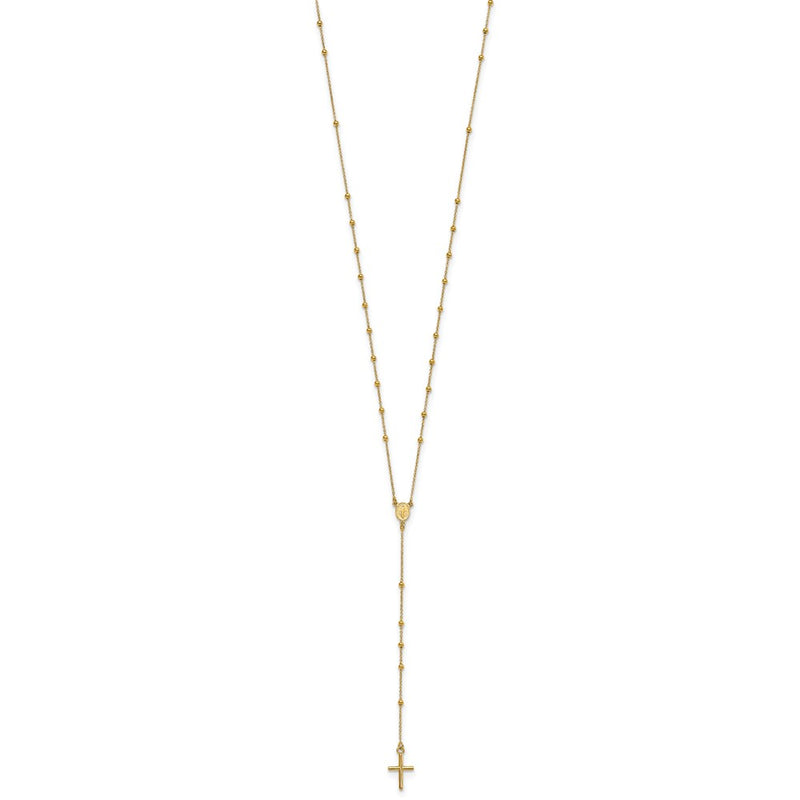 14K Yellow Gold Polished Rosary 24 Inch Necklace