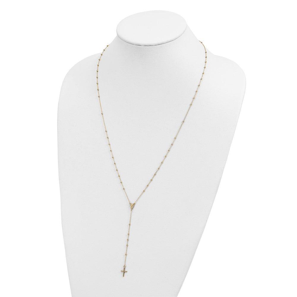 14K Yellow Gold Polished Rosary 24 Inch Necklace