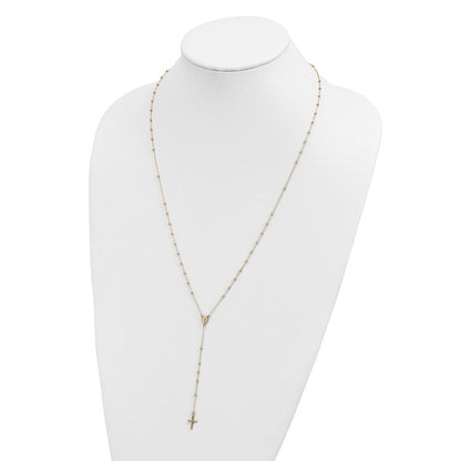 14K Yellow Gold Polished Rosary 24 Inch Necklace
