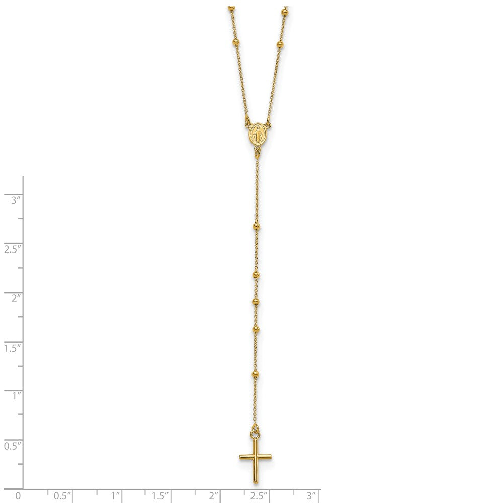 14K Yellow Gold Polished Rosary 24 Inch Necklace
