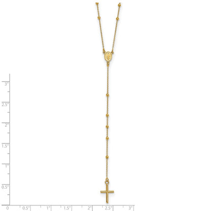 14K Yellow Gold Polished Rosary 24 Inch Necklace