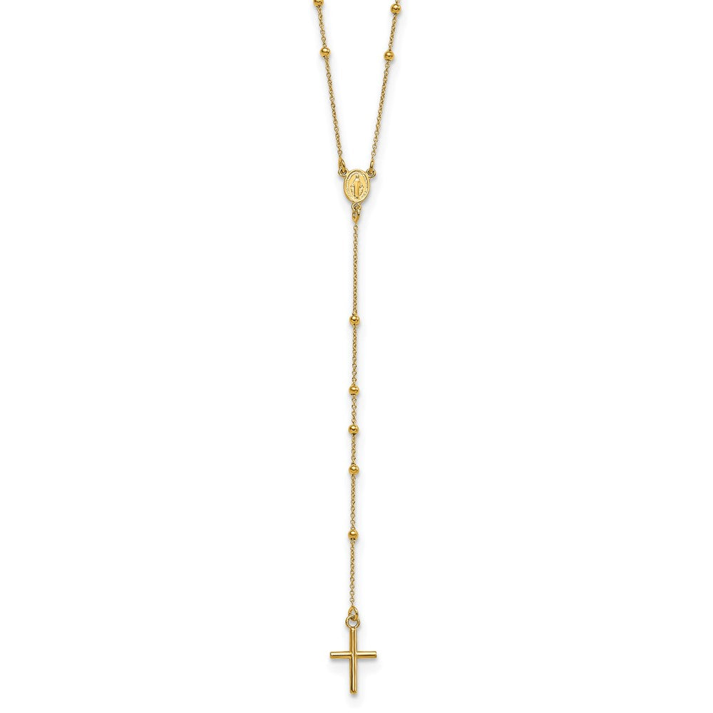 14K Yellow Gold Polished Rosary 24 Inch Necklace