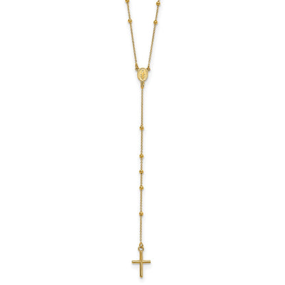 14K Yellow Gold Polished Rosary 24 Inch Necklace
