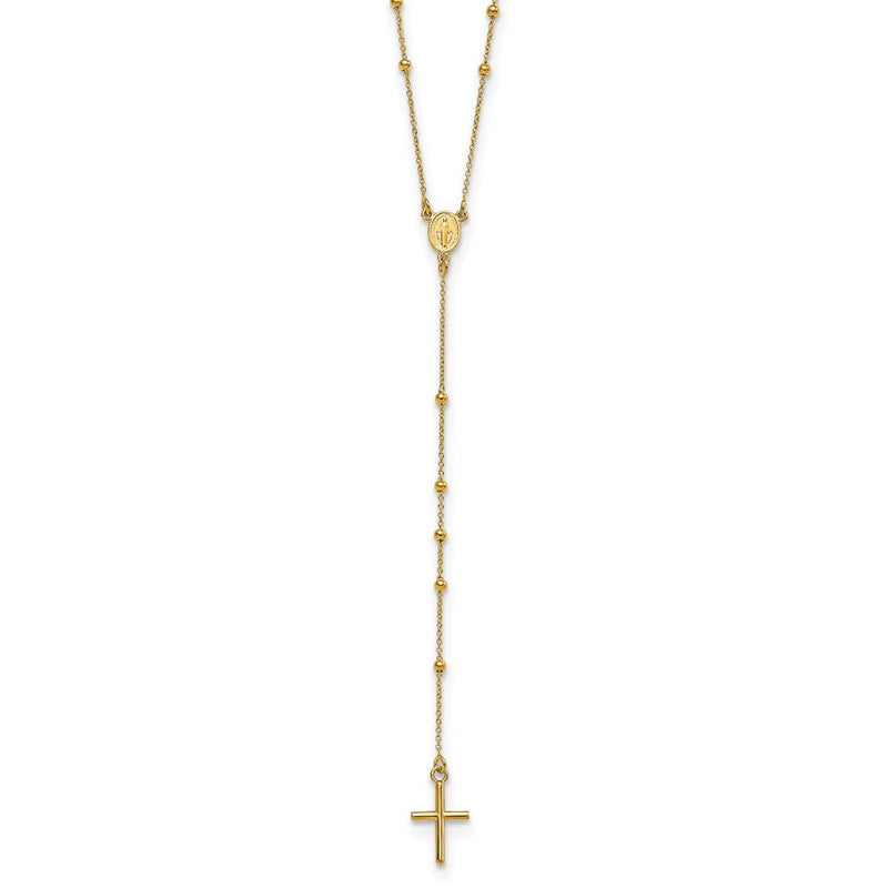 14K Yellow Gold Polished Rosary 24 Inch Necklace