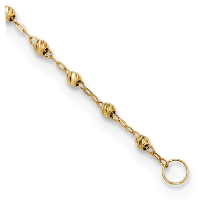 14K Yellow Gold Polished & D/C W/3In Ext. Rosary Necklace