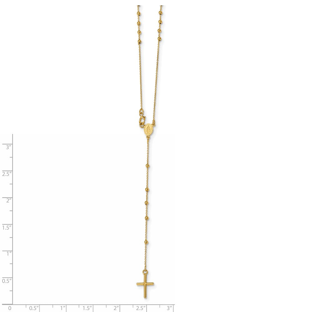14K Yellow Gold Polished Beaded Rosary 16.5 Inch Necklace