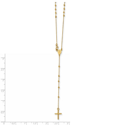 14K Yellow Gold Polished Beaded Rosary 16.5 Inch Necklace