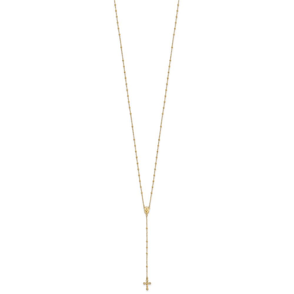 14K Yellow Gold Polished 2mm Beaded Rosary Necklace