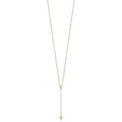 14K Yellow Gold Polished 2mm Beaded Rosary Necklace