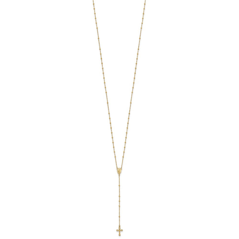 14K Yellow Gold Polished 2mm Beaded Rosary Necklace