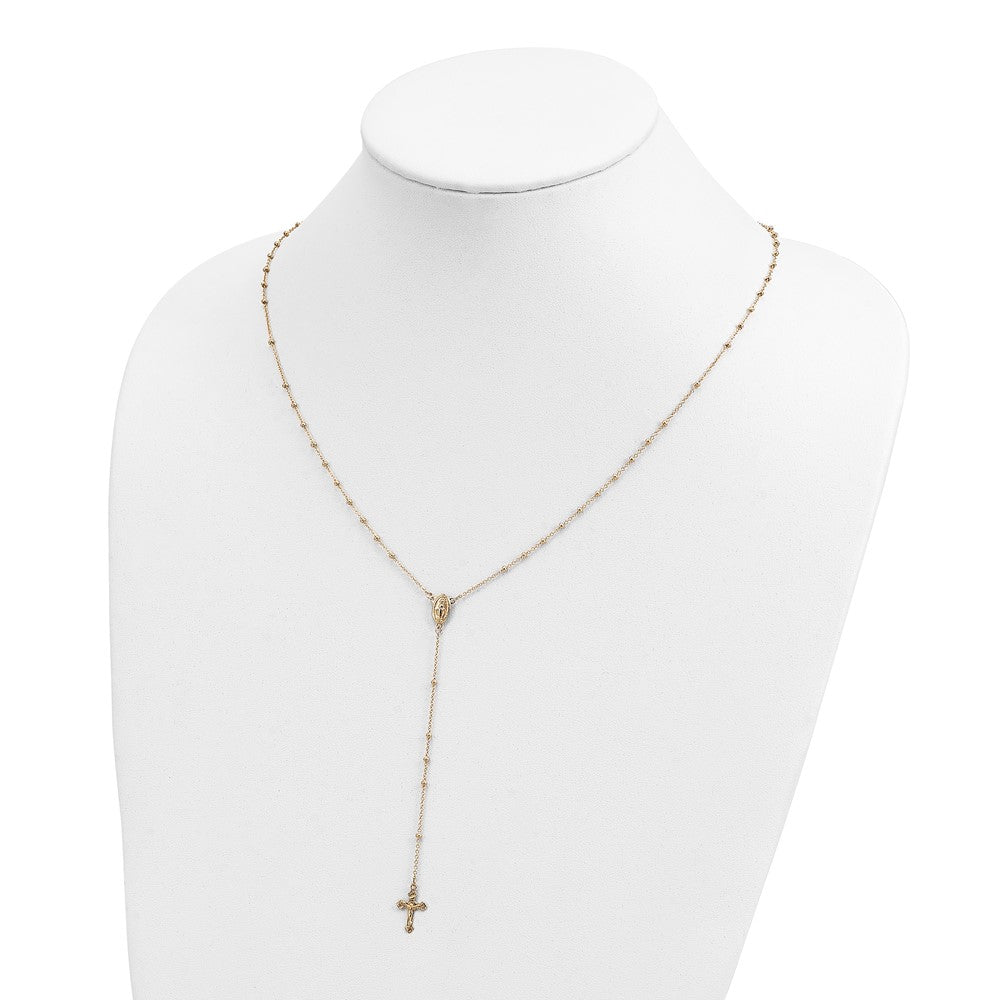 14K Yellow Gold Polished 2mm Beaded Rosary Necklace