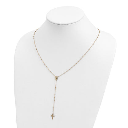 14K Yellow Gold Polished 2mm Beaded Rosary Necklace