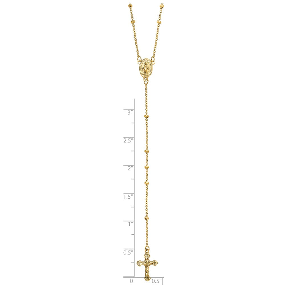 14K Yellow Gold Polished 2mm Beaded Rosary Necklace