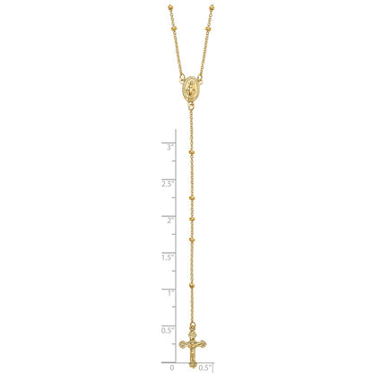 14K Yellow Gold Polished 2mm Beaded Rosary Necklace