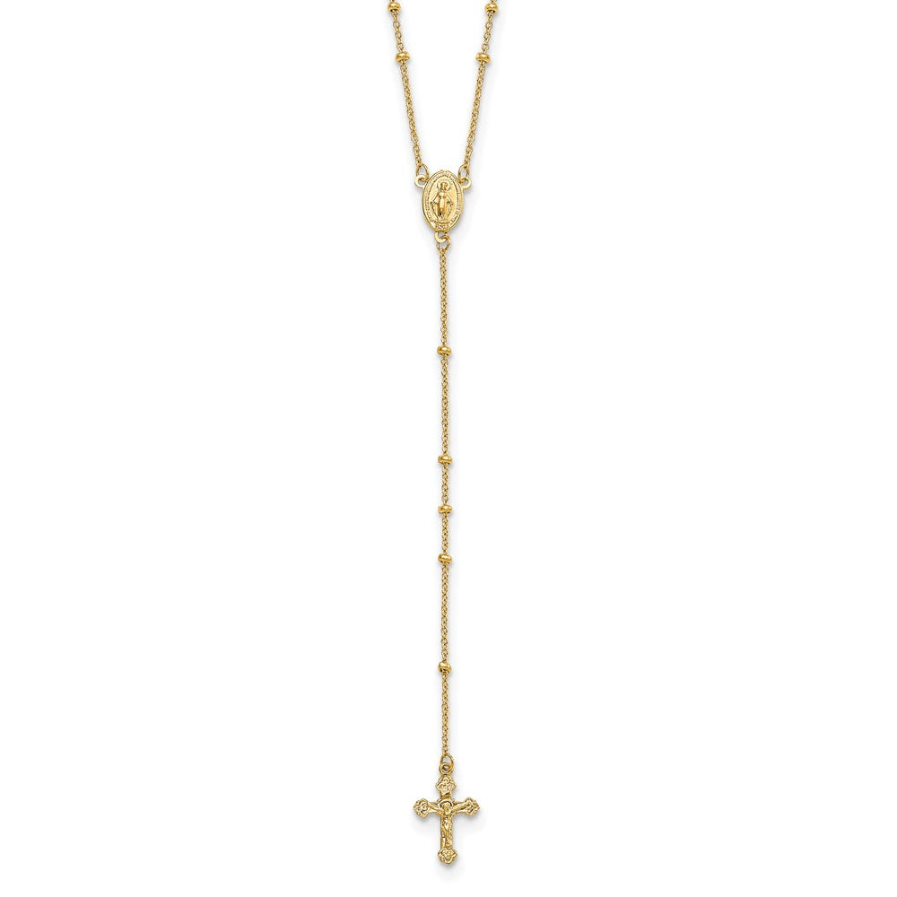 14K Yellow Gold Polished 2mm Beaded Rosary Necklace