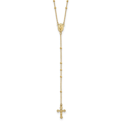14K Yellow Gold Polished 2mm Beaded Rosary Necklace