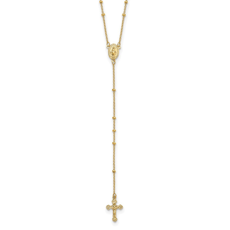 14K Yellow Gold Polished 2mm Beaded Rosary Necklace