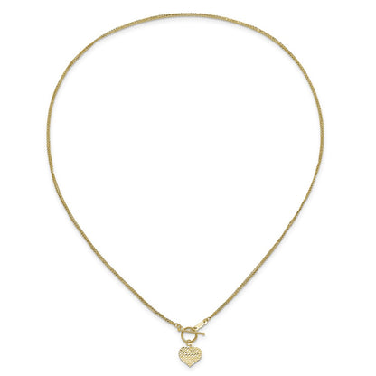 14K Yellow Gold Polished 3-Strand D/C Heart Toggle Necklace