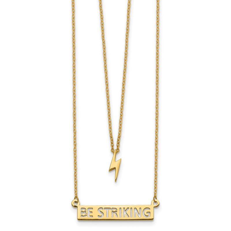 14K Yellow Gold Two-Strand Polished Lightning & Be Striking Bar Necklace