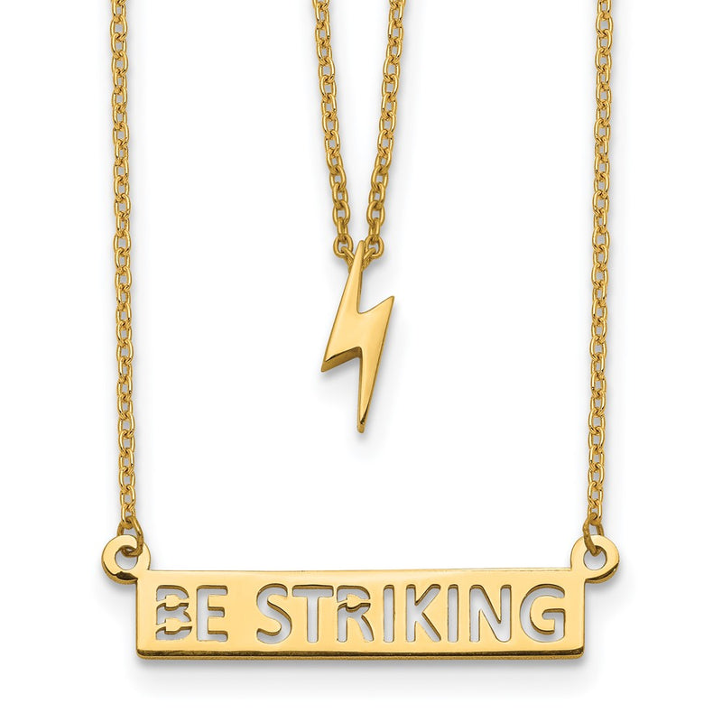 14K Yellow Gold Two-Strand Polished Lightning & Be Striking Bar Necklace