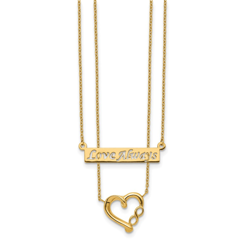 14K Yellow Gold Two-Strand Polished Love Always Heart Necklace