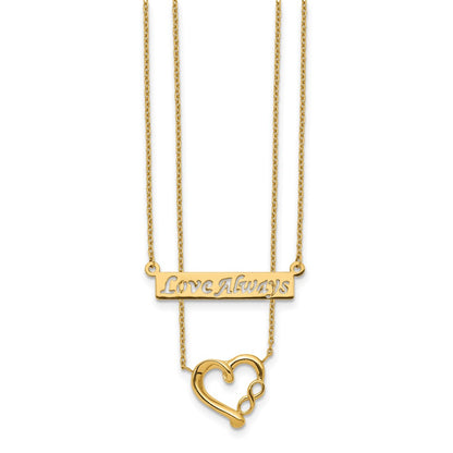 14K Yellow Gold Two-Strand Polished Love Always Heart Necklace