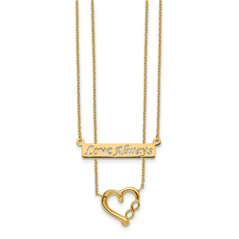 14K Yellow Gold Two-Strand Polished Love Always Heart Necklace