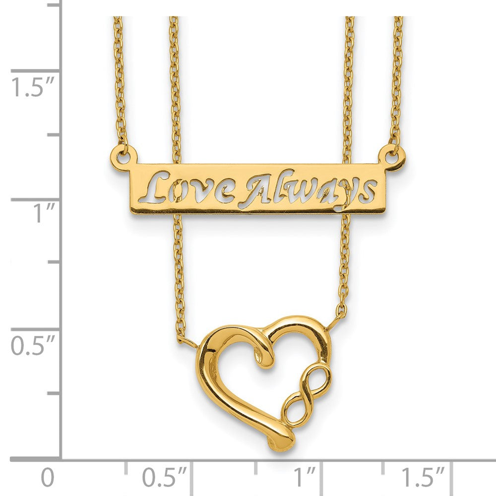 14K Yellow Gold Two-Strand Polished Love Always Heart Necklace