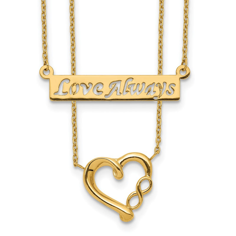 14K Yellow Gold Two-Strand Polished Love Always Heart Necklace