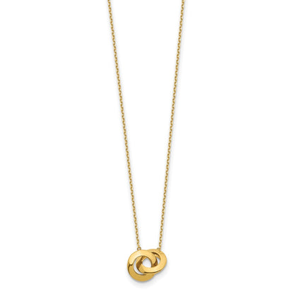 14K Yellow Gold Polished Fancy Interlocking Circle 16 Inch With 1 Ext. Necklace