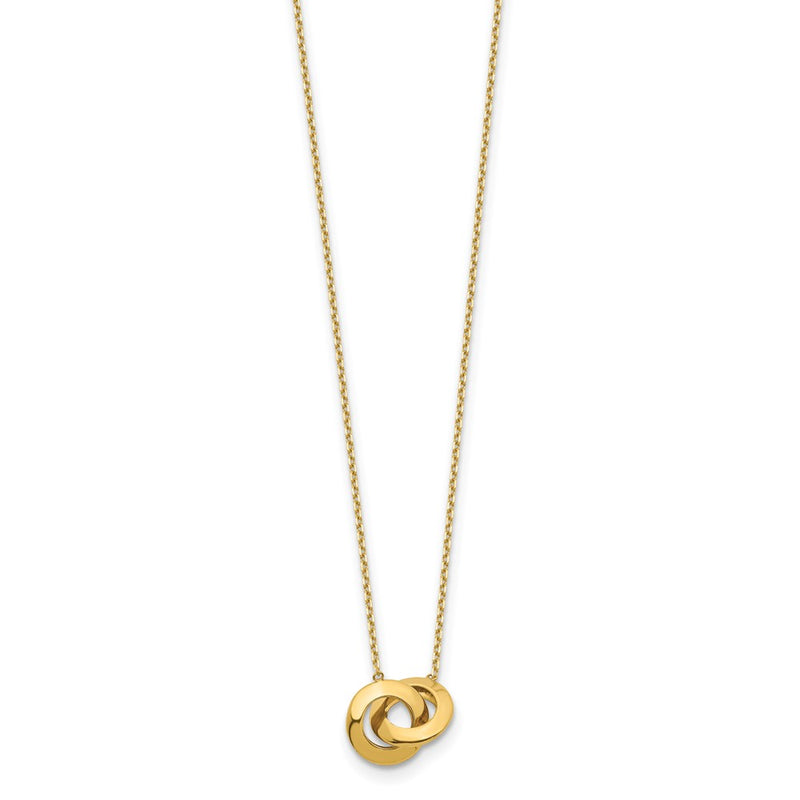 14K Yellow Gold Polished Fancy Interlocking Circle 16 Inch With 1 Ext. Necklace