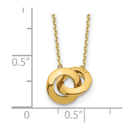 14K Yellow Gold Polished Fancy Interlocking Circle 16 Inch With 1 Ext. Necklace