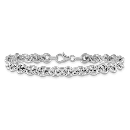 7.75 Inch 14K White Polished Fancy 6.5mm Rolo Link Bracelet