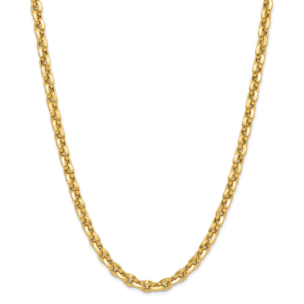 14K Yellow Gold Polished Fancy Knife-Edge Rolo Link Chain Necklace