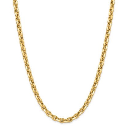 14K Yellow Gold Polished Fancy Knife-Edge Rolo Link Chain Necklace