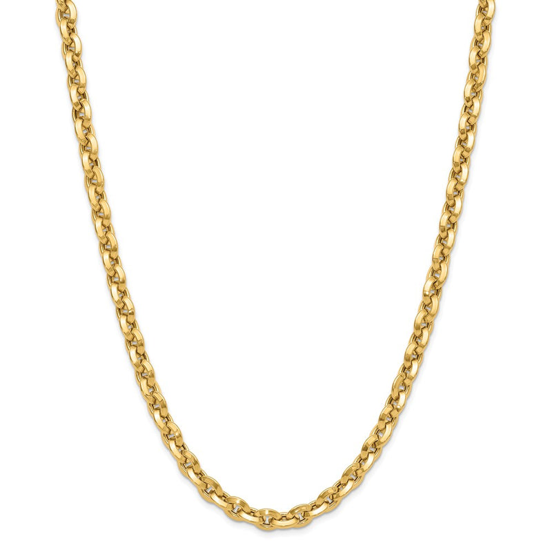 14K Yellow Gold Polished Fancy Knife-Edge Rolo Link Chain Necklace