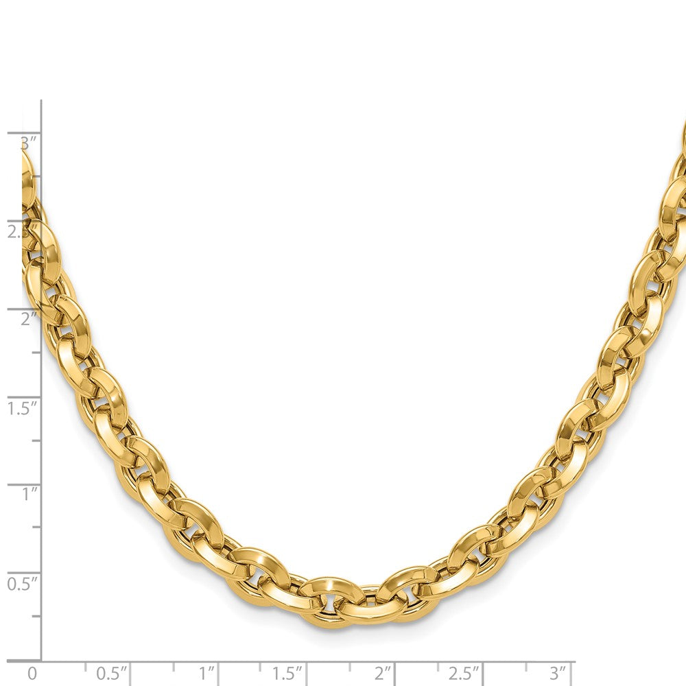 14K Yellow Gold Polished Fancy Knife-Edge Rolo Link Chain Necklace