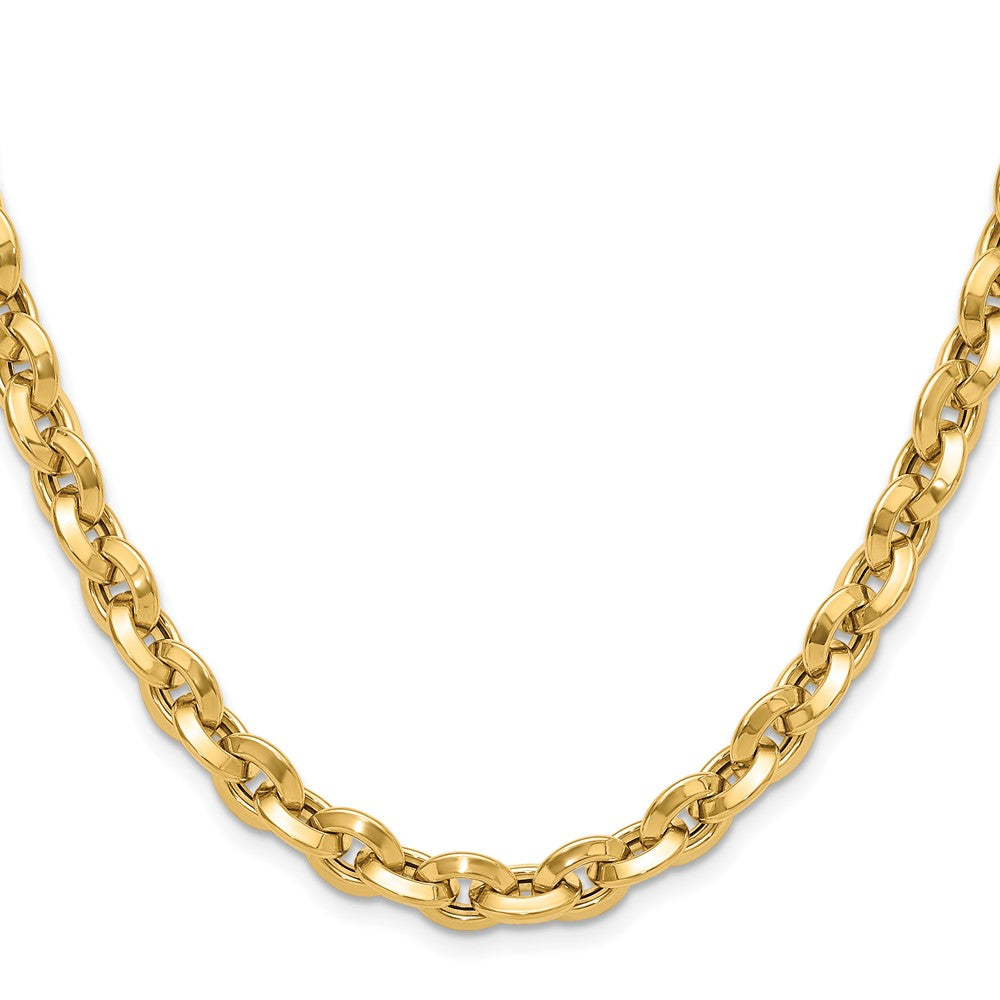 14K Yellow Gold Polished Fancy Knife-Edge Rolo Link Chain Necklace