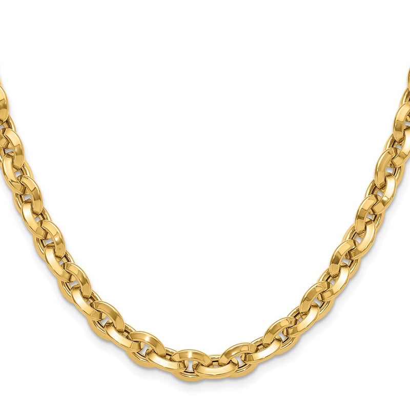 14K Yellow Gold Polished Fancy Knife-Edge Rolo Link Chain Necklace