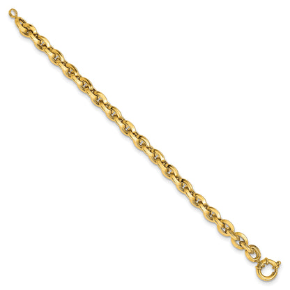 8 Inch 14K Polished Fancy Knife-Edge Rolo Link Bracelet