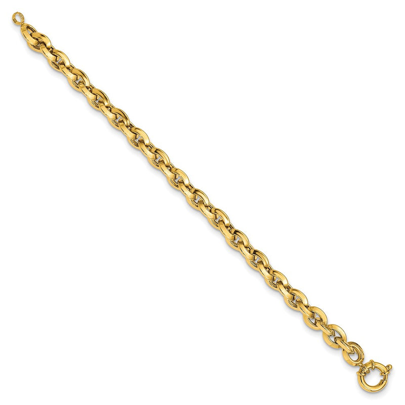 8 Inch 14K Polished Fancy Knife-Edge Rolo Link Bracelet