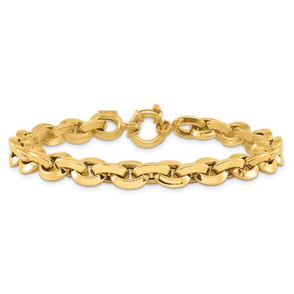 8 Inch 14K Polished Fancy Knife-Edge Rolo Link Bracelet
