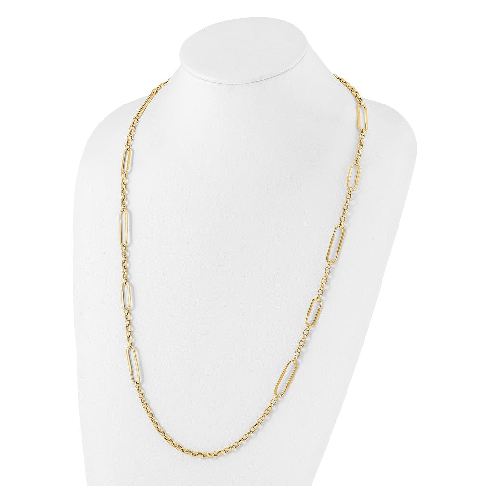 14K Yellow Gold Polished Fancy Link Chain Necklace