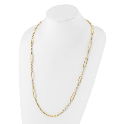 14K Yellow Gold Polished Fancy Link Chain Necklace