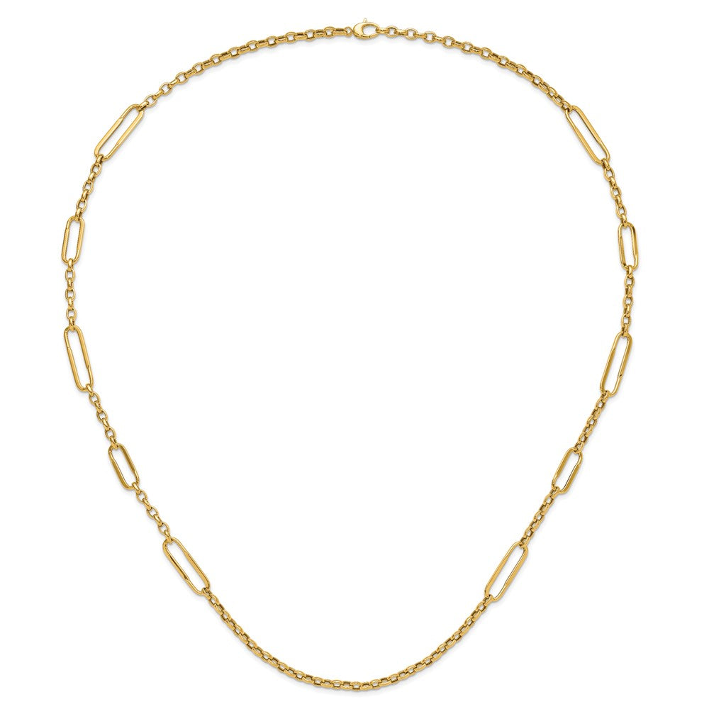 14K Yellow Gold Polished Fancy Link Chain Necklace